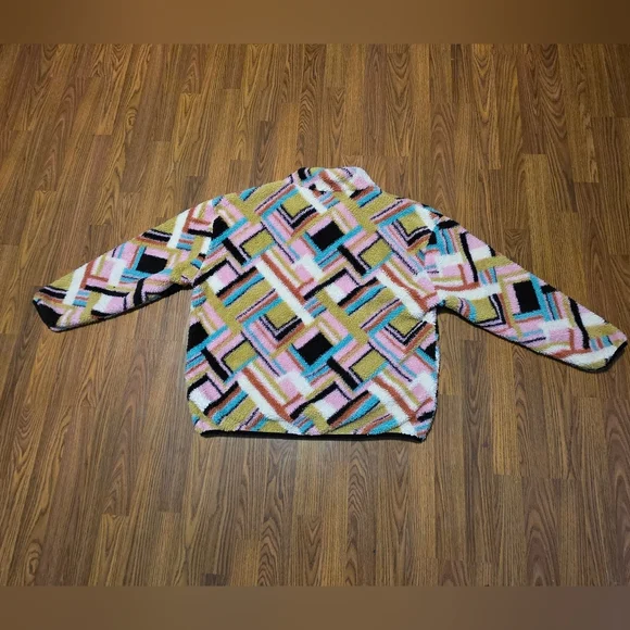 Hurley Women’s XXL Pink Spring Geo Plush Fleece Snap Pullover Long Sleeve C1 - Picture 8 of 11